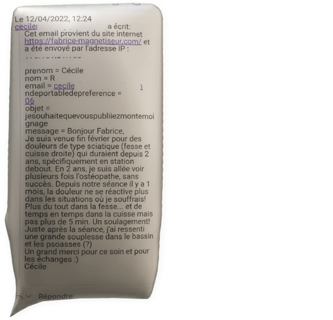 témoignage stéphane Désile agent immobilier mellac fabrice corazza magnétiseur guérisseur Locunolé Quimperlé sciatique