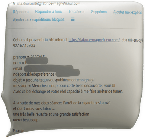 témoignage fabrice corazza magnétiseur guérisseur Locunolé Quimperlé sciatique tabac sevrage